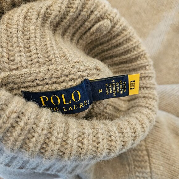 Polo Ralph Lauren Oak-Brown Heather Wool Cashmere Turtleneck Sweater - Picture 7 of 10